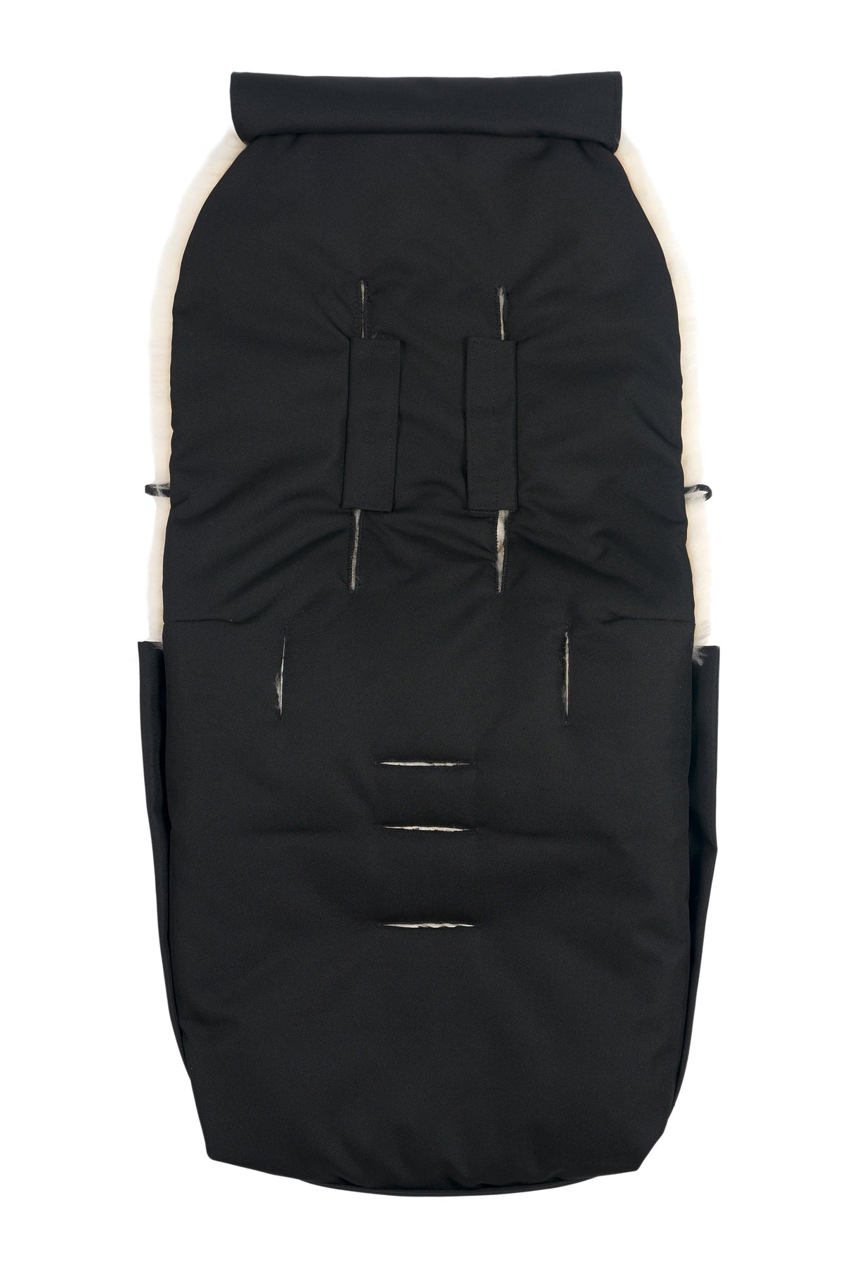 Fußsack Puffmuff® - Merino-Lammfell - Noir + Leopard - BINIBAMBA