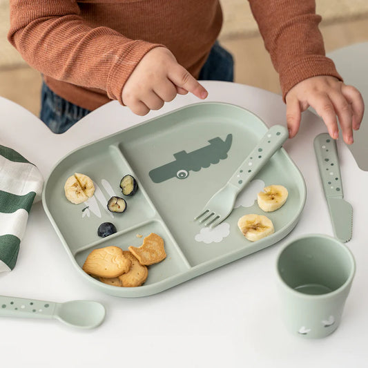Fächer-Teller - Foodie compartment plate - Croco - Green - Done by Deer