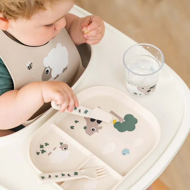 Fächer-Teller - Foodie compartment plate - Tiny farm - Sand - Done by Deer