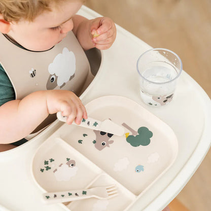 Fächer-Teller - Foodie compartment plate - Tiny farm - Sand - Done by Deer