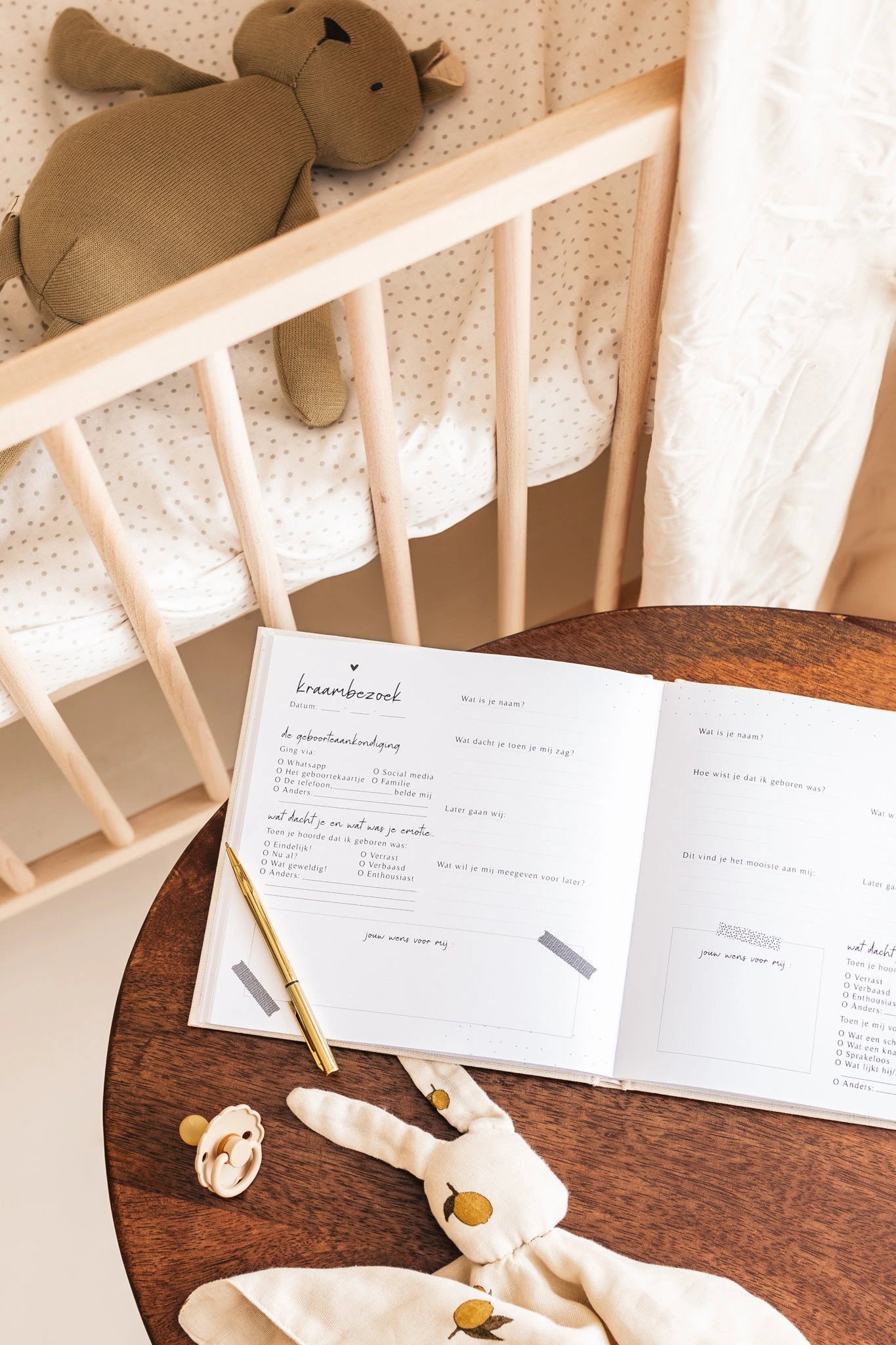 Baby guestbook - My maternity visit - Linen Taupe - Fyllbooks