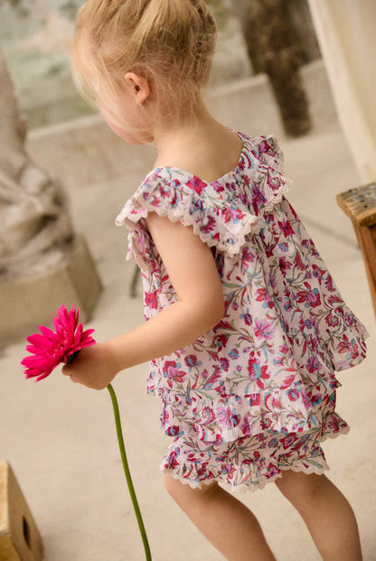 Sleeveless top - Blouse Inessa - Organic cotton - Cream Floral Haven - Louise Misha