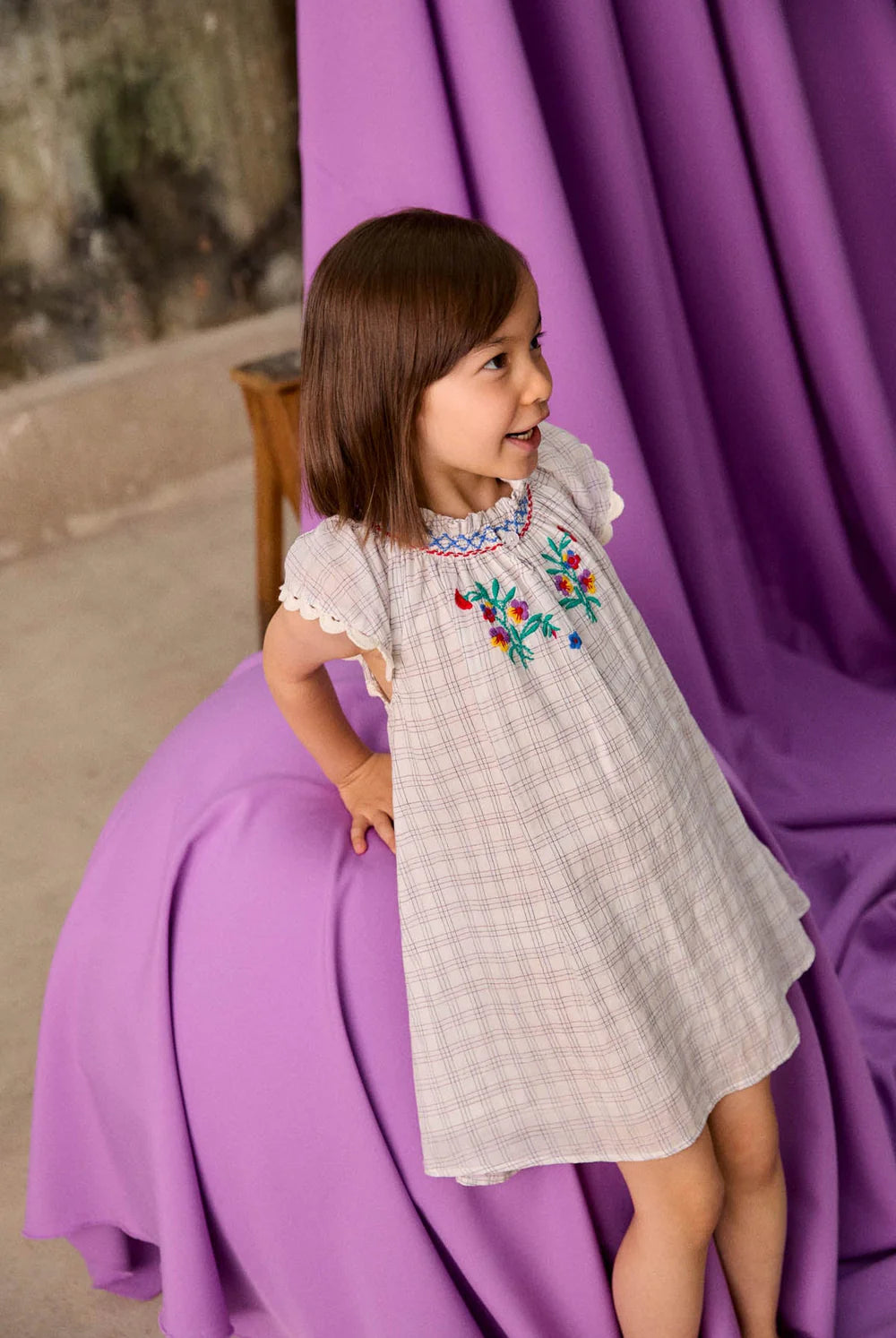 Dress Edith - Organic cotton - Cream Cruise Check - Louise Misha