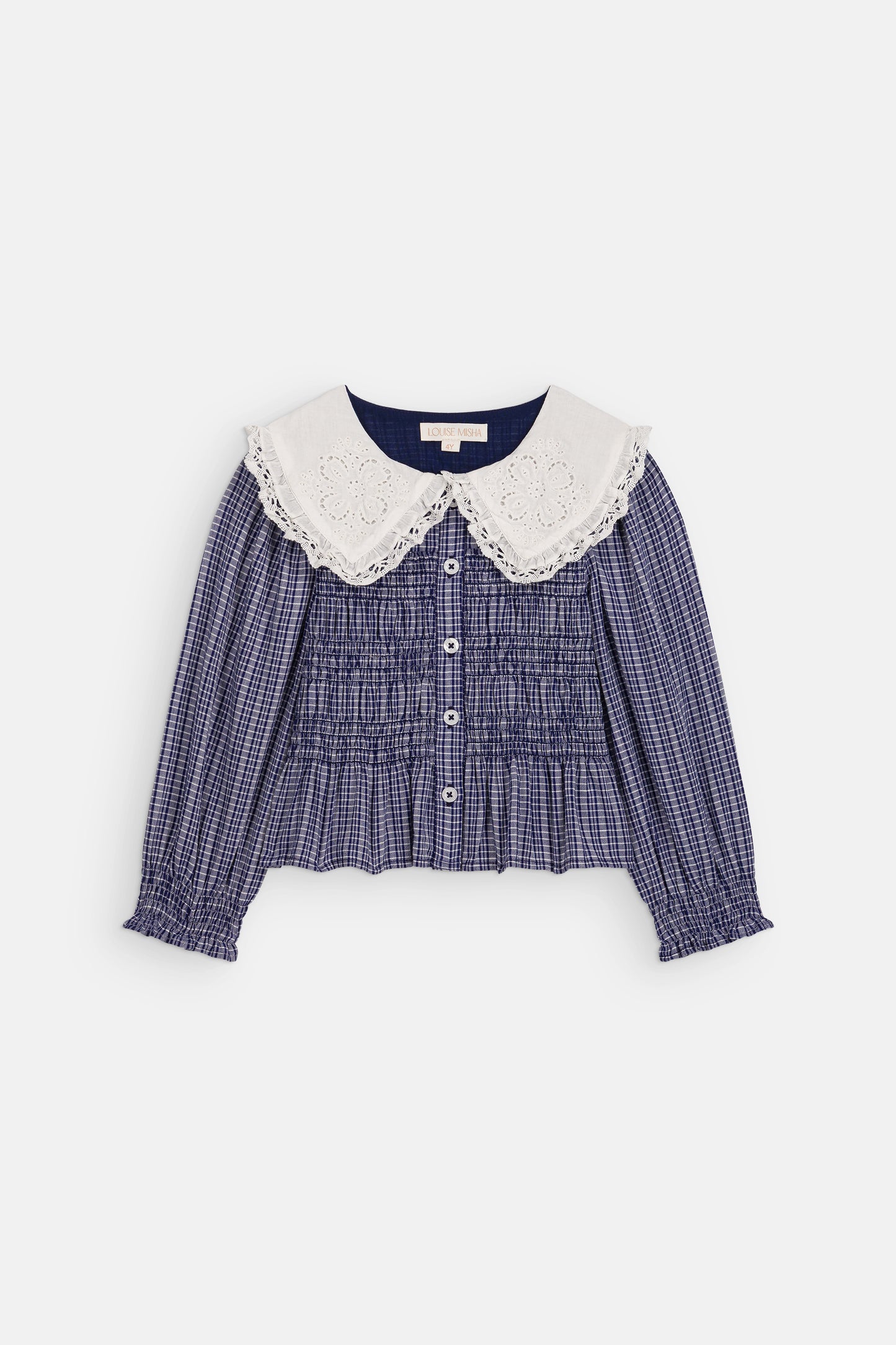 Meisjesblouse Enola - Biologisch katoen - Indigo Cozy Checks - Louise Misha