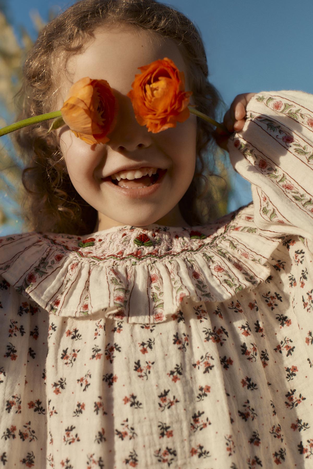 Blouse Ilaria - Biologisch katoen - Cream Pink Sorrel & Cream Flower Beds - Louise Misha