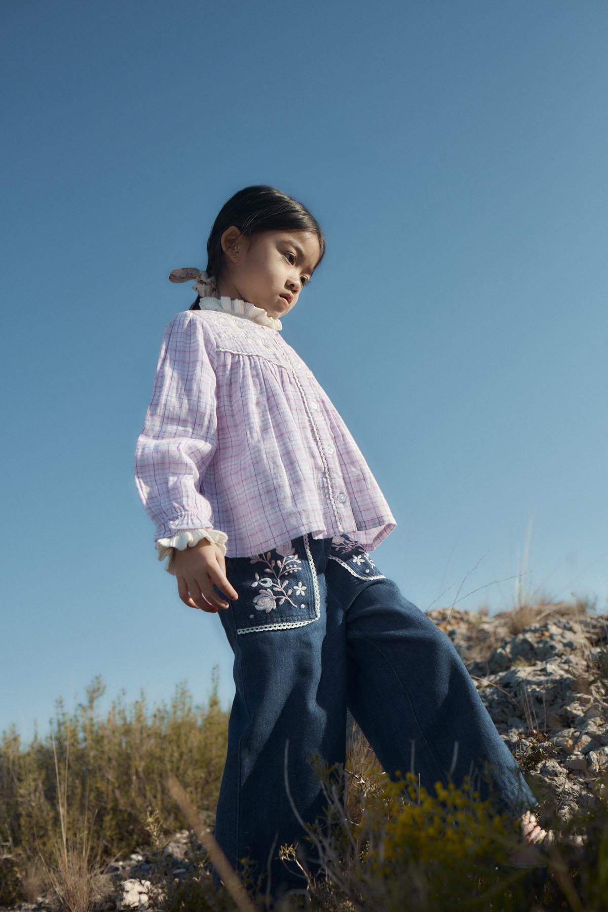 Broek Flofi met borduursels - Indigo - Louise Misha
