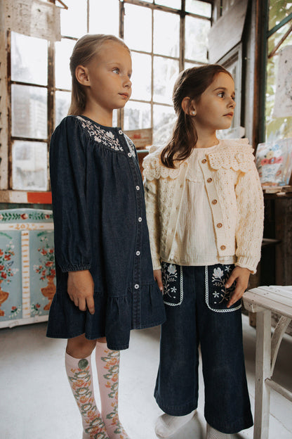 Denim jurk Massilou met borduursels - Indigo - Louise Misha