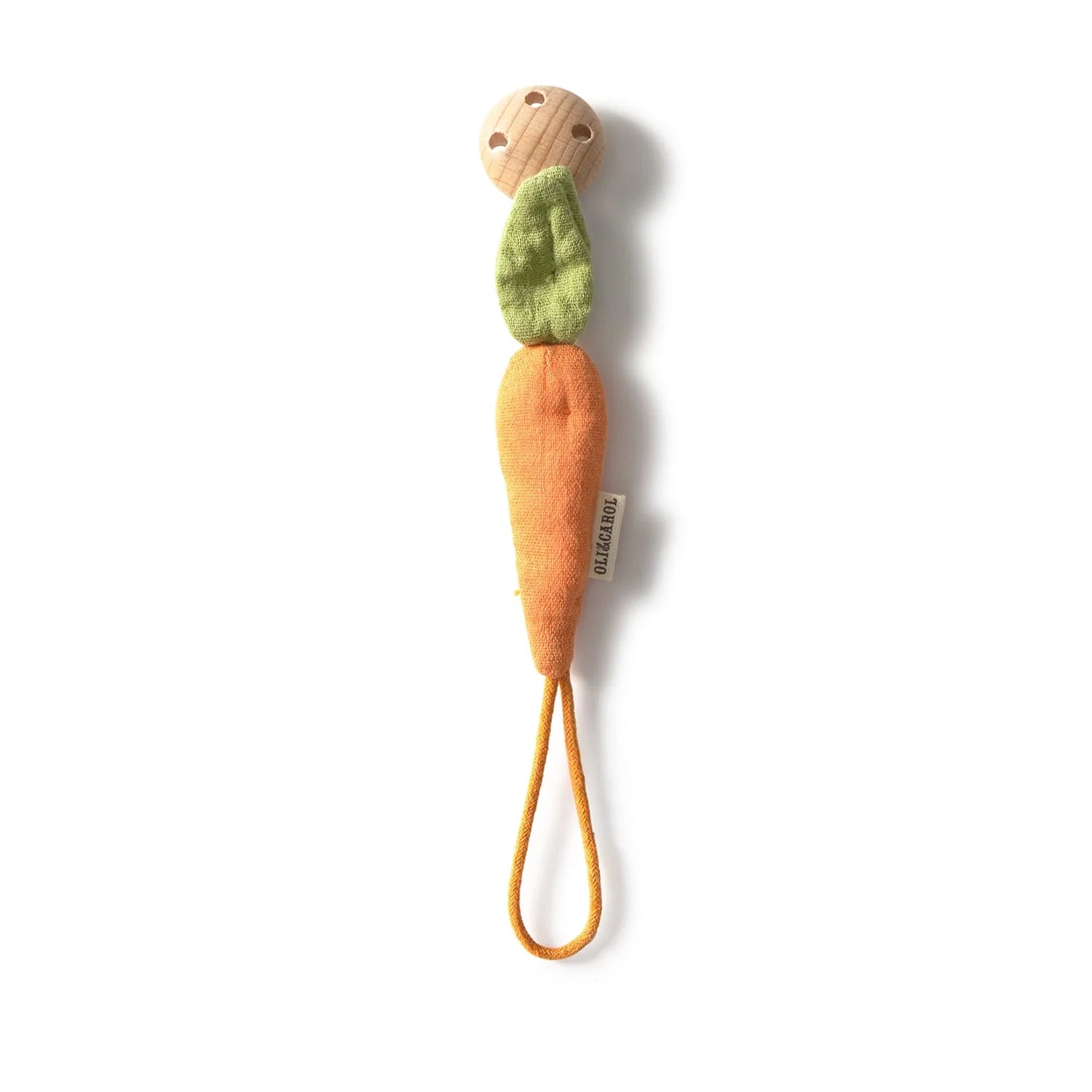 Speenkoord wortel - Cathy the Carrot - Katoen & beukenhout - Oli & Carol - productfoto - afbeelding 2