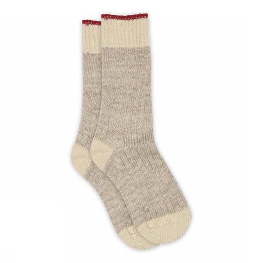 Wollen sokjes - Ully Long Socks - Ecru/rood - MP Denmark
