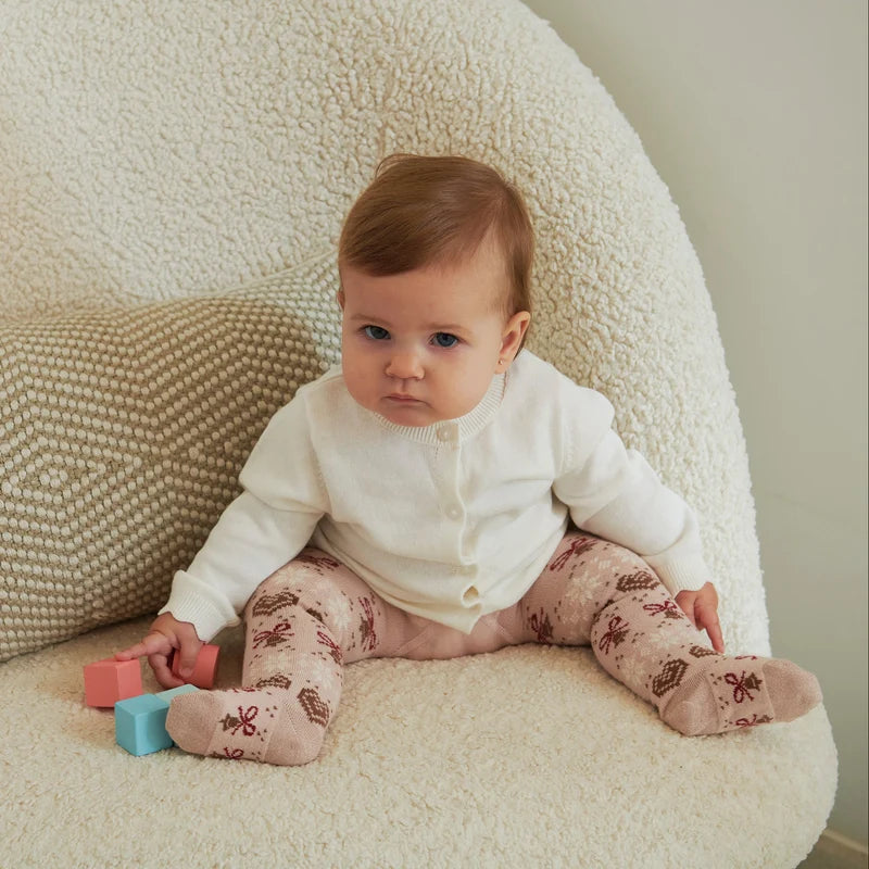 Chrissy Tights – Rose Dust – Kinderstrumpfhose aus Baumwolle – Weihnachtsmuster – MP Denmark
