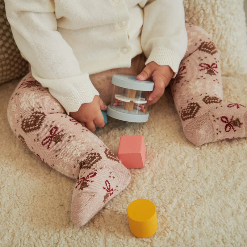 Chrissy Tights – Rose Dust – Kinderstrumpfhose aus Baumwolle – Weihnachtsmuster – MP Denmark