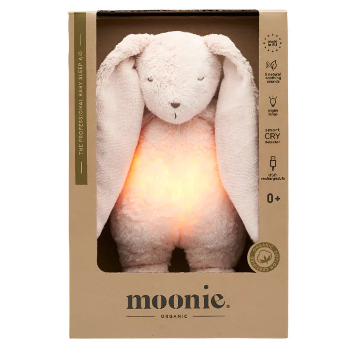 Kuschelhase mit Herzschlag & White Noise - The Humming Bunny 2.0 - Bio GOTS Baumwolle - Moonie