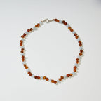 Regn Adult Necklace – Women's necklace with caramel amber and blue aquamarine – Nirrimis