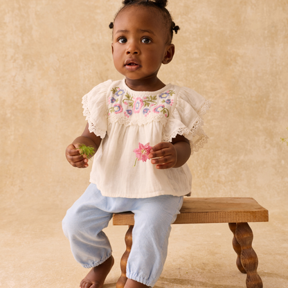 Pants Floreli - Organic cotton - Oxford Blue - Louise Misha