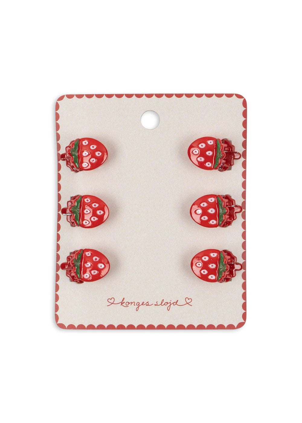 6er Pack Mini Haarspangen - Erdbeere - Kleine Haarspangen - Erdbeeren - Konges Sløjd
