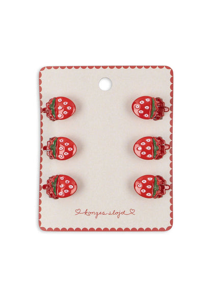 6er Pack Mini Haarspangen - Erdbeere - Kleine Haarspangen - Erdbeeren - Konges Sløjd