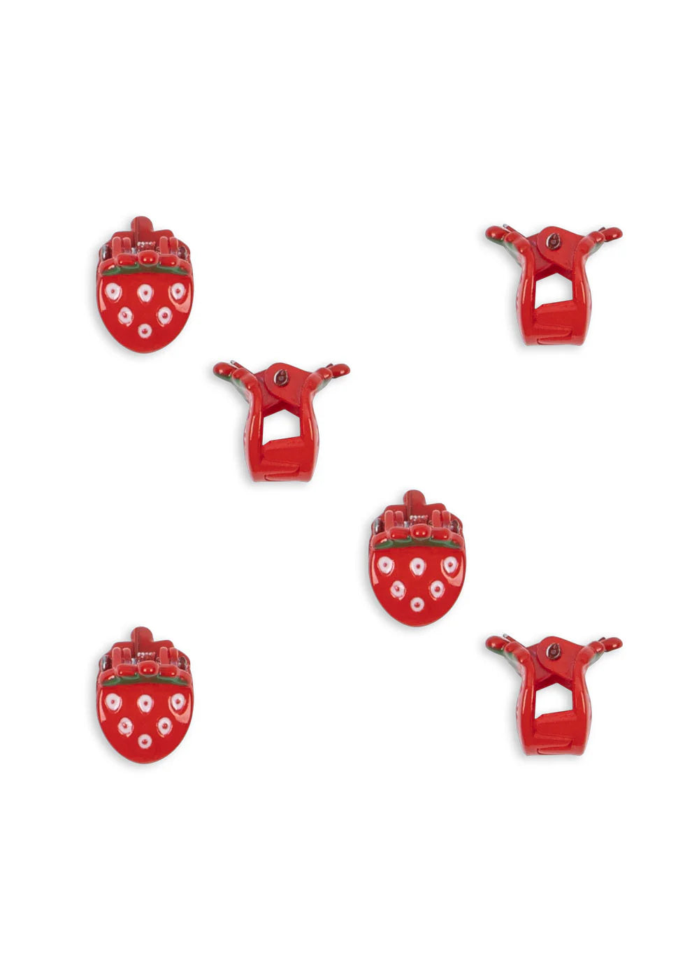 6er Pack Mini Haarspangen - Erdbeere - Kleine Haarspangen - Erdbeeren - Konges Sløjd