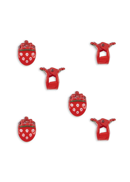 6er Pack Mini Haarspangen - Erdbeere - Kleine Haarspangen - Erdbeeren - Konges Sløjd