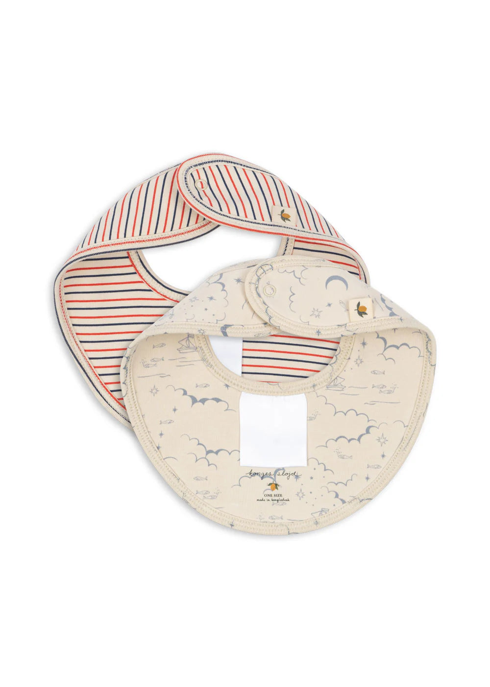 Basic Slabbetjes - Stripe Tricolore/Cielo Marino - 2 pack - Biologisch Katoen - Konges Sløjd
