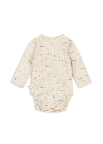 Wrap romper long sleeve - Cielo Marino - Organic Cotton - GOTS - Konges Sløjd