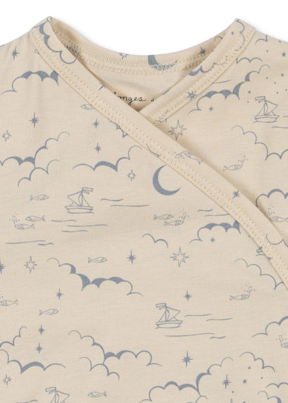 Wrap romper long sleeve - Cielo Marino - Organic Cotton - GOTS - Konges Sløjd