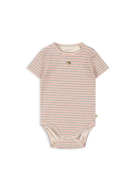 Basic Korte Mouw Rompertje - Stripe Tricolore - Biologisch Katoen - GOTS - Konges Sløjd