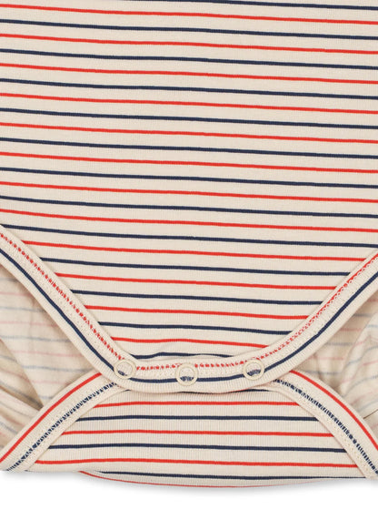 Basic Korte Mouw Rompertje - Stripe Tricolore - Biologisch Katoen - GOTS - Konges Sløjd