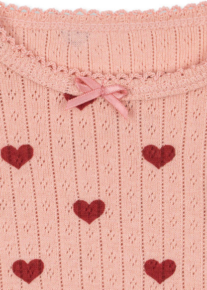 Minnie Romper - Amour Red with Red Hearts - Pointelle - Organic Cotton - GOTS - Konges Sløjd