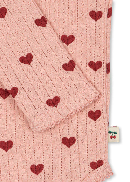 Minnie Romper - Amour Red with Red Hearts - Pointelle - Organic Cotton - GOTS - Konges Sløjd