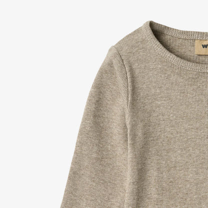 Long-sleeved romper Spencer - Organic cotton - Gravel melange - Wheat