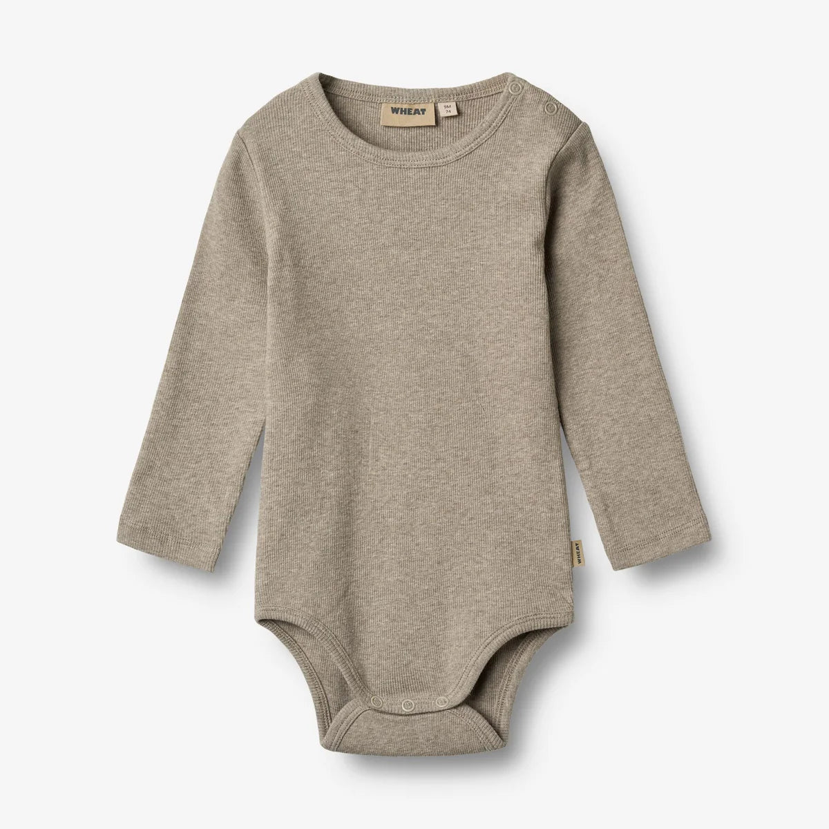 Long-sleeved romper Spencer - Organic cotton - Gravel melange - Wheat