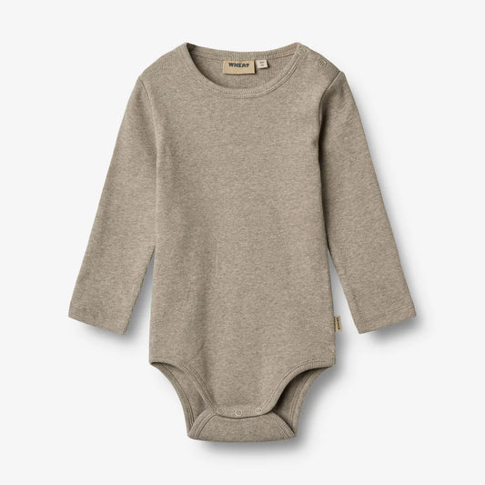 Romper lange mouw Spencer - Biologisch katoen - Gravel melange - Wheat