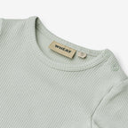 Wheat - Rib Body L/S Spencer - Rainy sky - Strampler - Bio-Baumwolle