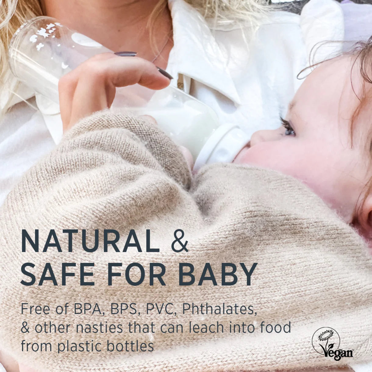 Glass baby bottle - Natural rubber - Standard Neck Baby Bottle - 120ML - 0-6 months - Hevea