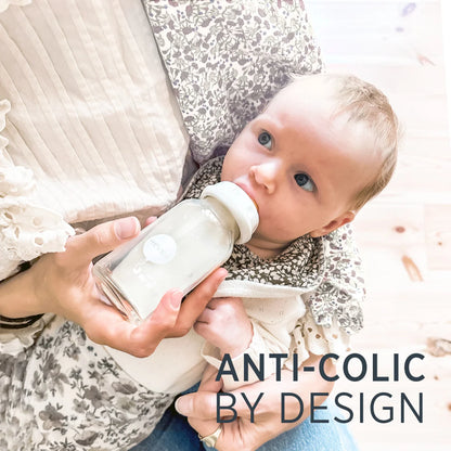 Glass baby bottle - Natural rubber - Standard Neck Baby Bottle - 120ML - 0-6 months - Hevea