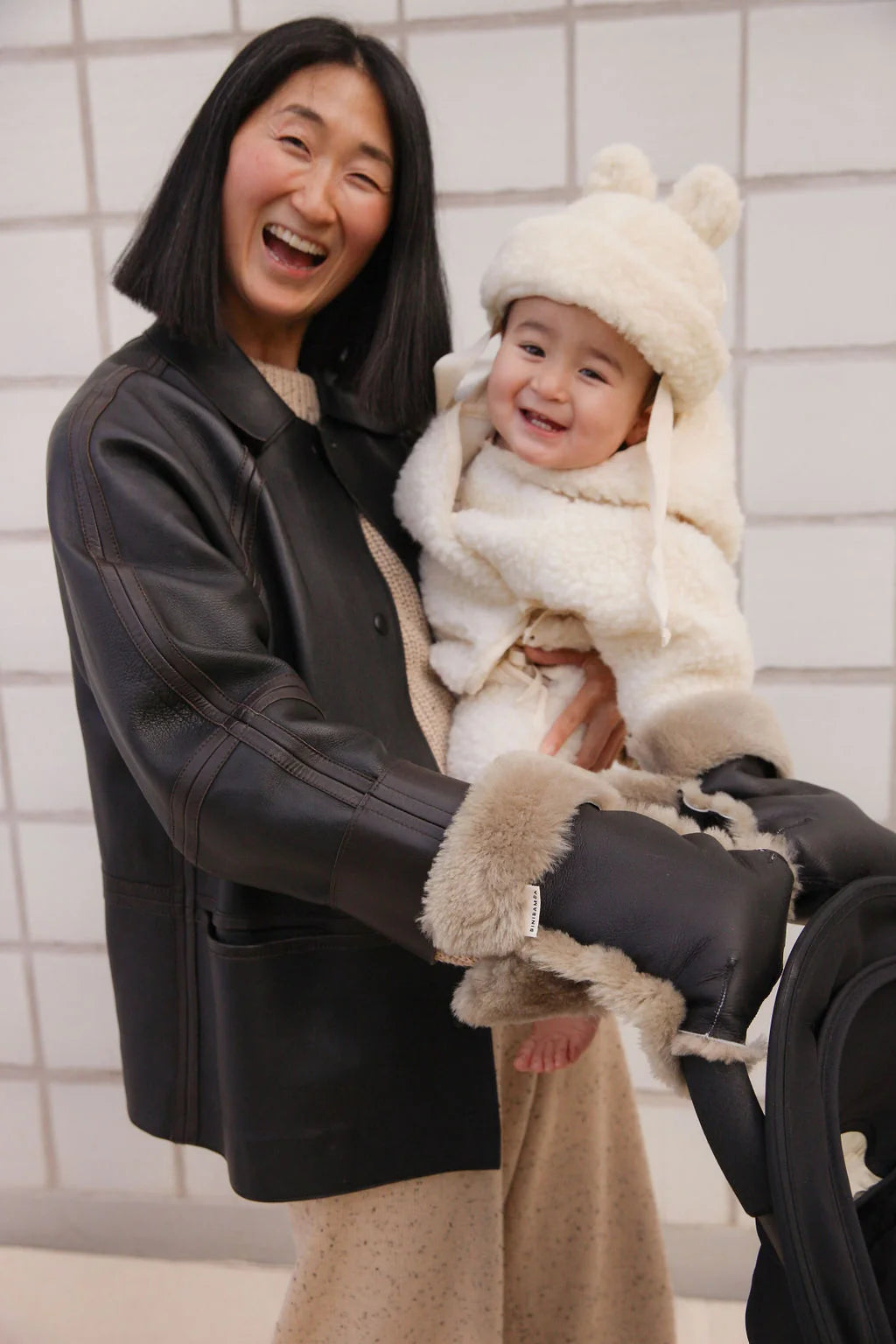 Merino wollen babymuts Teddy Hat - Milk - BINIBAMBA