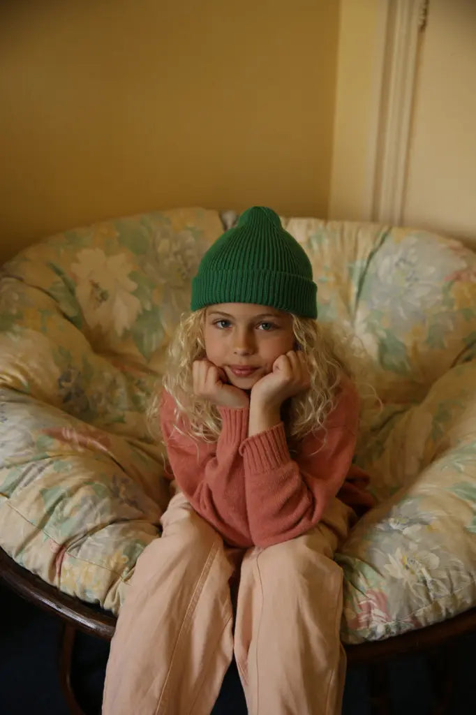 Beanie Fonzie Kids - 100% extra fine Italiaanse merino wol - HVID