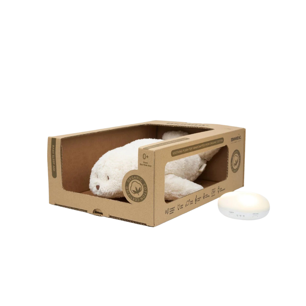 Kuscheltier mit Herzschlag & White Noise - The Humming Bunny 2.0 - Bio GOTS Baumwolle - Moonie