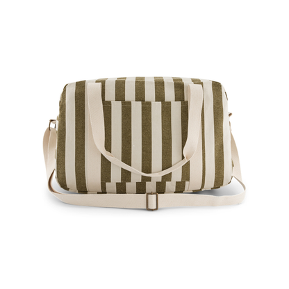 Wickeltasche/Wochenendtasche Raphael - Stripes Greige/Olive - Wasserabweisende Baumwolle - Rose in April