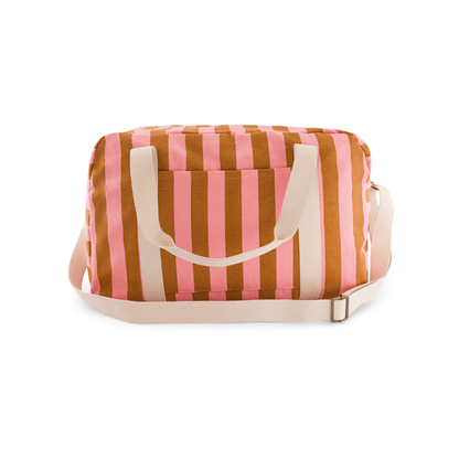 Wickeltasche/Wochenendtasche Raphael - Stripes Strawberry/Caramel - Wasserabweisende Baumwolle - Rose in April