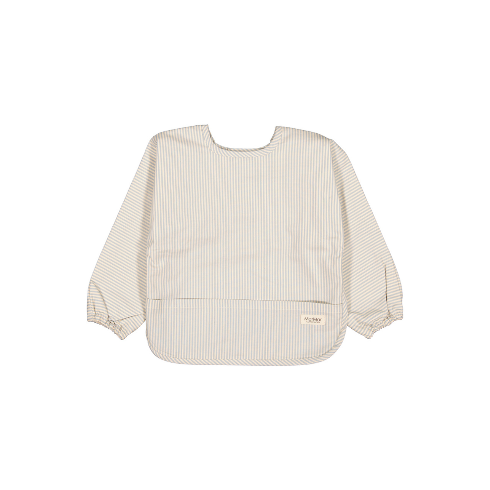 Lätzchen mit langen Ärmeln - Apron LS - Blue stone stripe - Bio-Baumwolle - MarMar Copenhagen