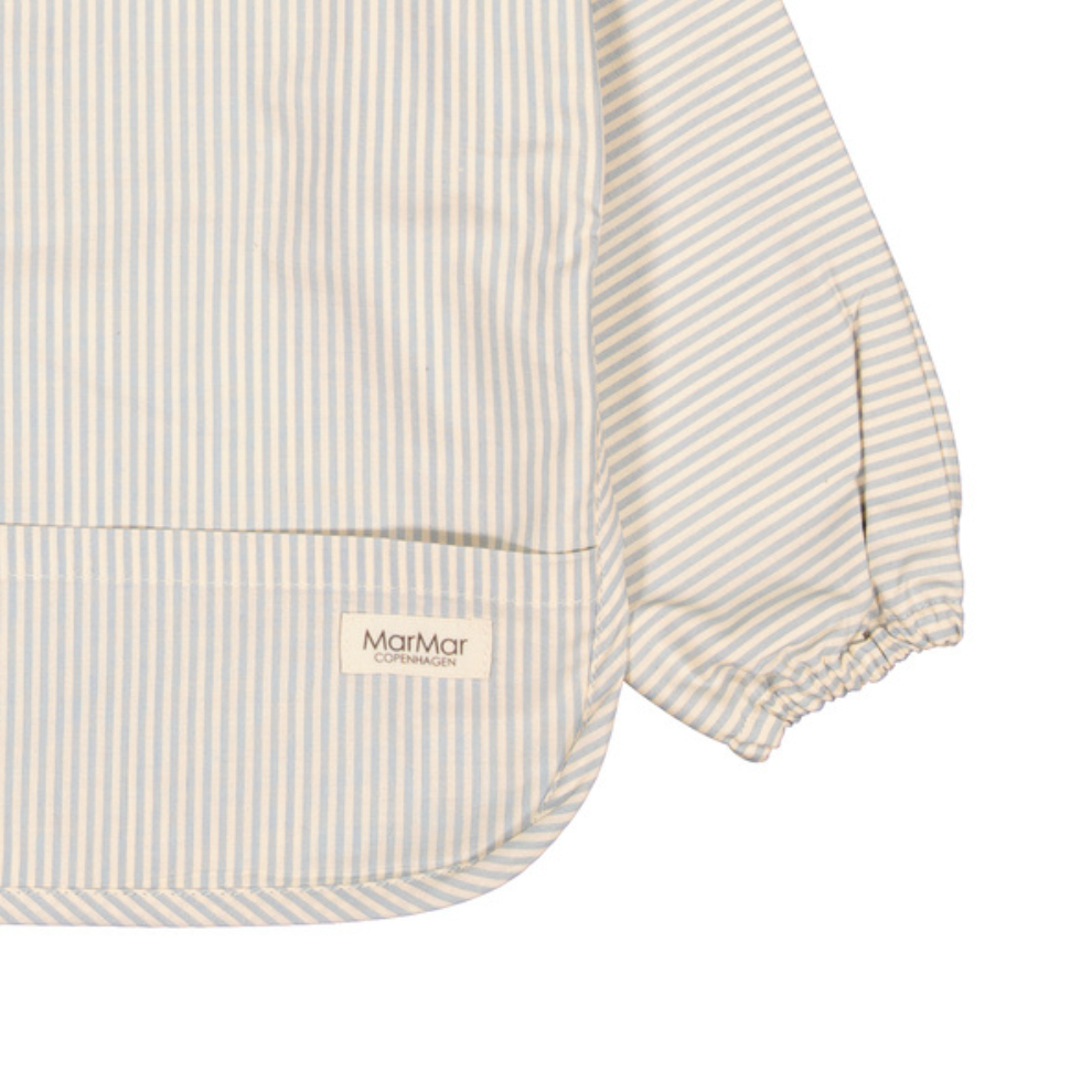 Lätzchen mit langen Ärmeln - Apron LS - Blue stone stripe - Bio-Baumwolle - MarMar Copenhagen