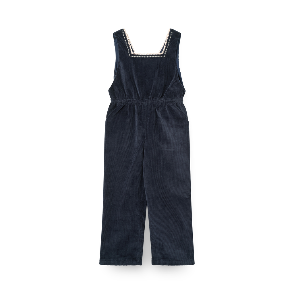 Tuinbroek corduroy - Embroidered Dungarees - Navy - Biologisch katoen - Copenhagen Colors - voorkant