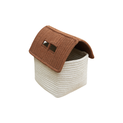 Basket House Toffee – Huisvormige opbergmand – Naturel & bruin – Lorena Canals