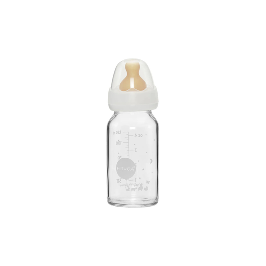 Glass baby bottle - Natural rubber - Standard Neck Baby Bottle - 120ML - 0-6 months - Hevea