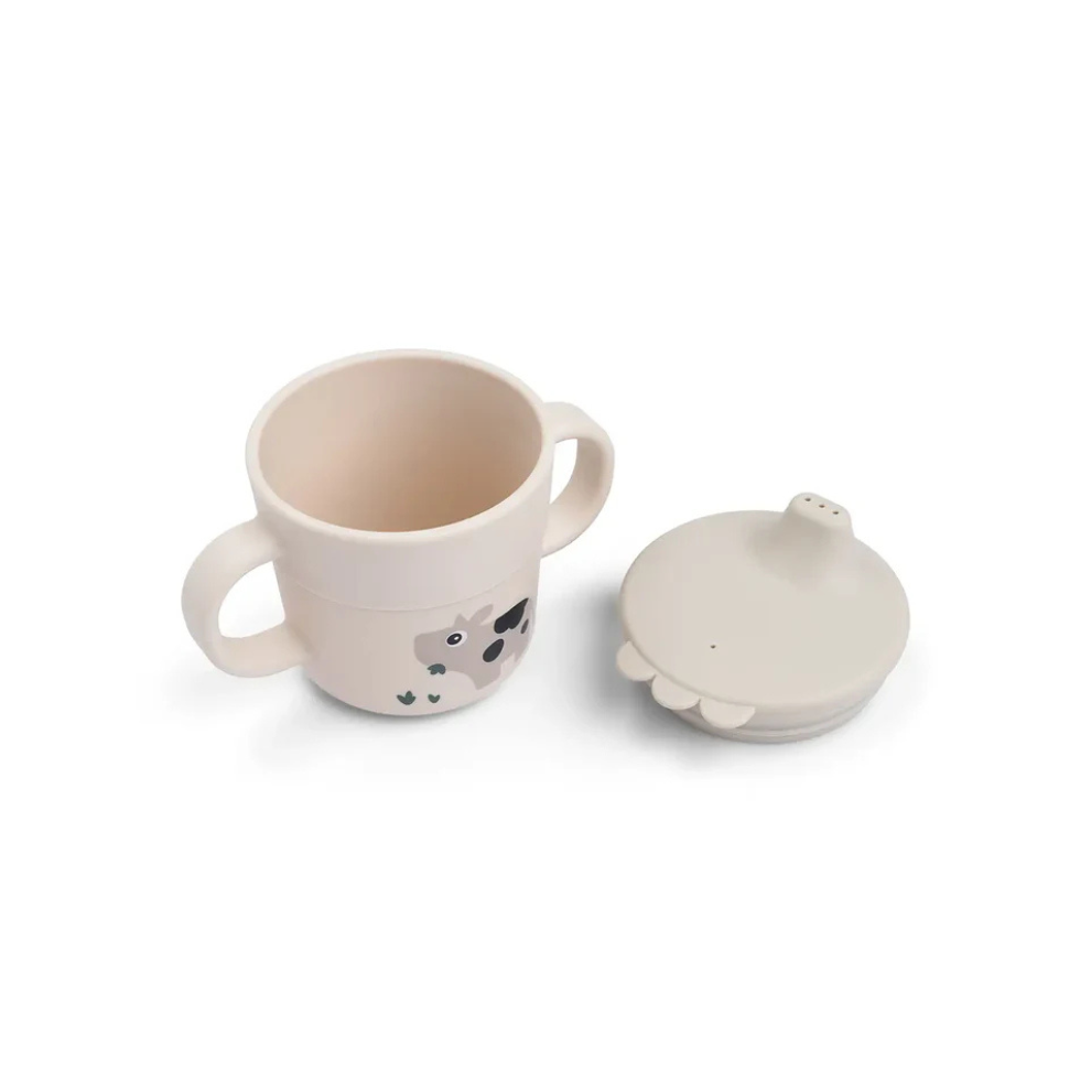 Oefenbeker - Twee handvaten - Foodie spout cup - Tiny farm - Sand - Done by Deer - productfoto - afbeelding 2