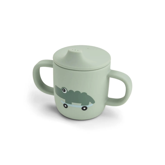Silikon-Trinkbecher mit 2 Henkeln - Schnabeltasse - Croco - Green - Done by Deer