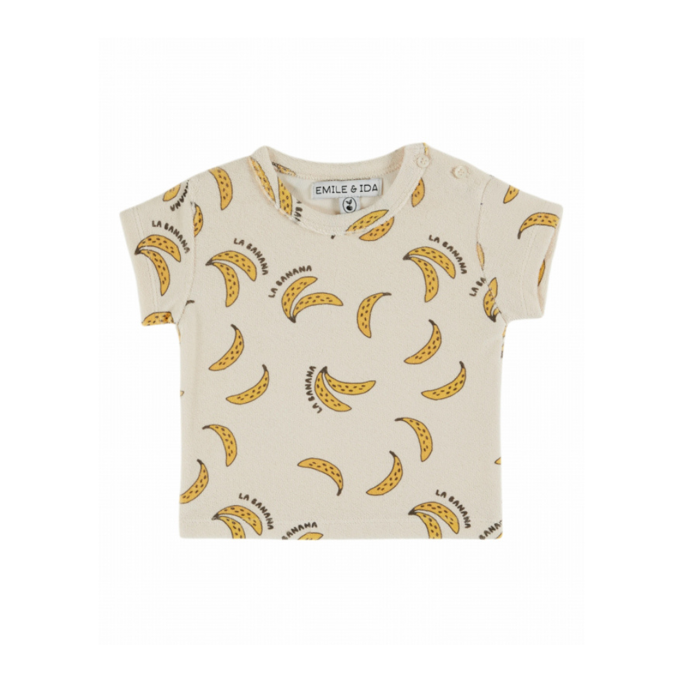 Frottee-Oberteil – Tee Shirt Eponge – Bio-Baumwollmischung – Bananen/Off-White – Emile et Ida
