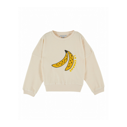 Sweater – Sweatshirt mit Bananenstickerei – Baumwollmischung – Creme/Off-White – Emile et Ida