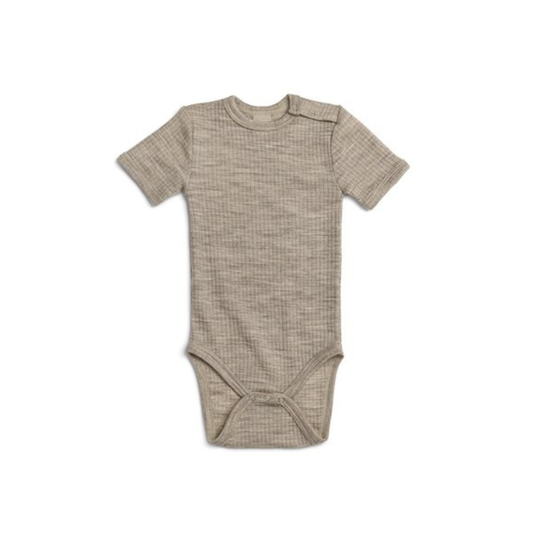 Romper merino wol - Lichtbruin/Beige - Korte mouw - SmallStuf